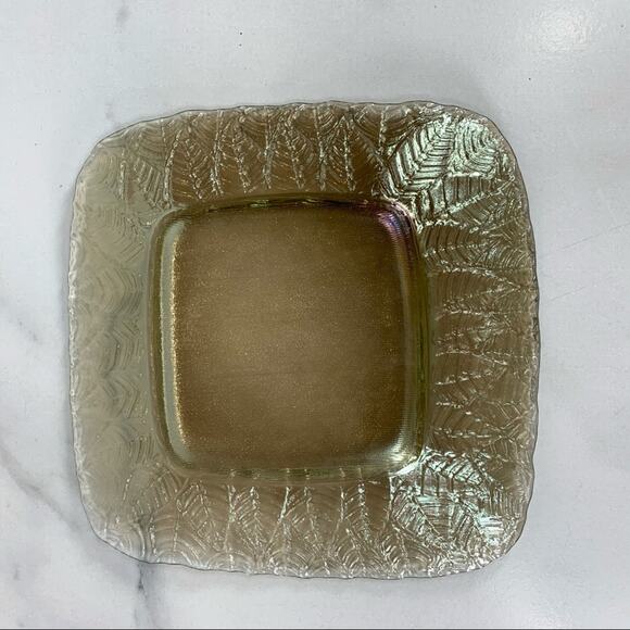 Leaf Textured Plate  Iridescent 8" Square - Picture 2 of 4